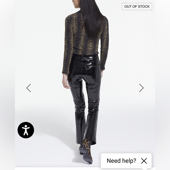 NWT The Kooples ‘Large Black Vinyl Jeans’ Size 30 Flared Pants - Picture 2 of 15